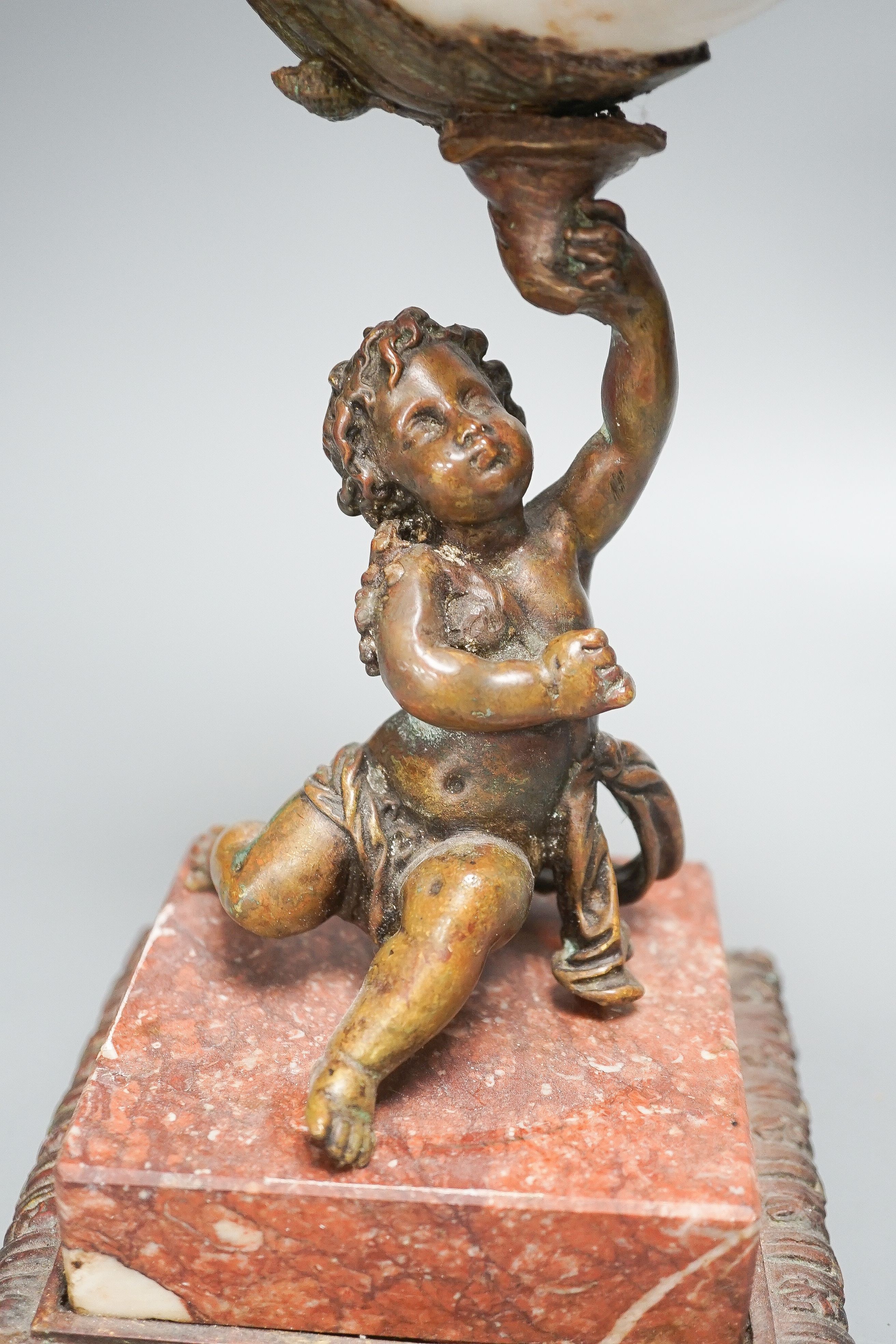 A 19th century bronze and nautilus shell centrepiece 45cm